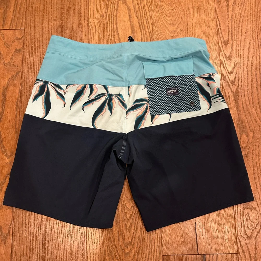 Men's Billabong Navy Blue and Turquoise Board Shorts